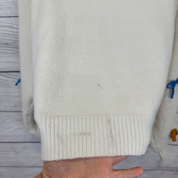 Cider Plus Size White Button Up Bow Sweater Cardigan Size 4XL - Picture 7 of 8